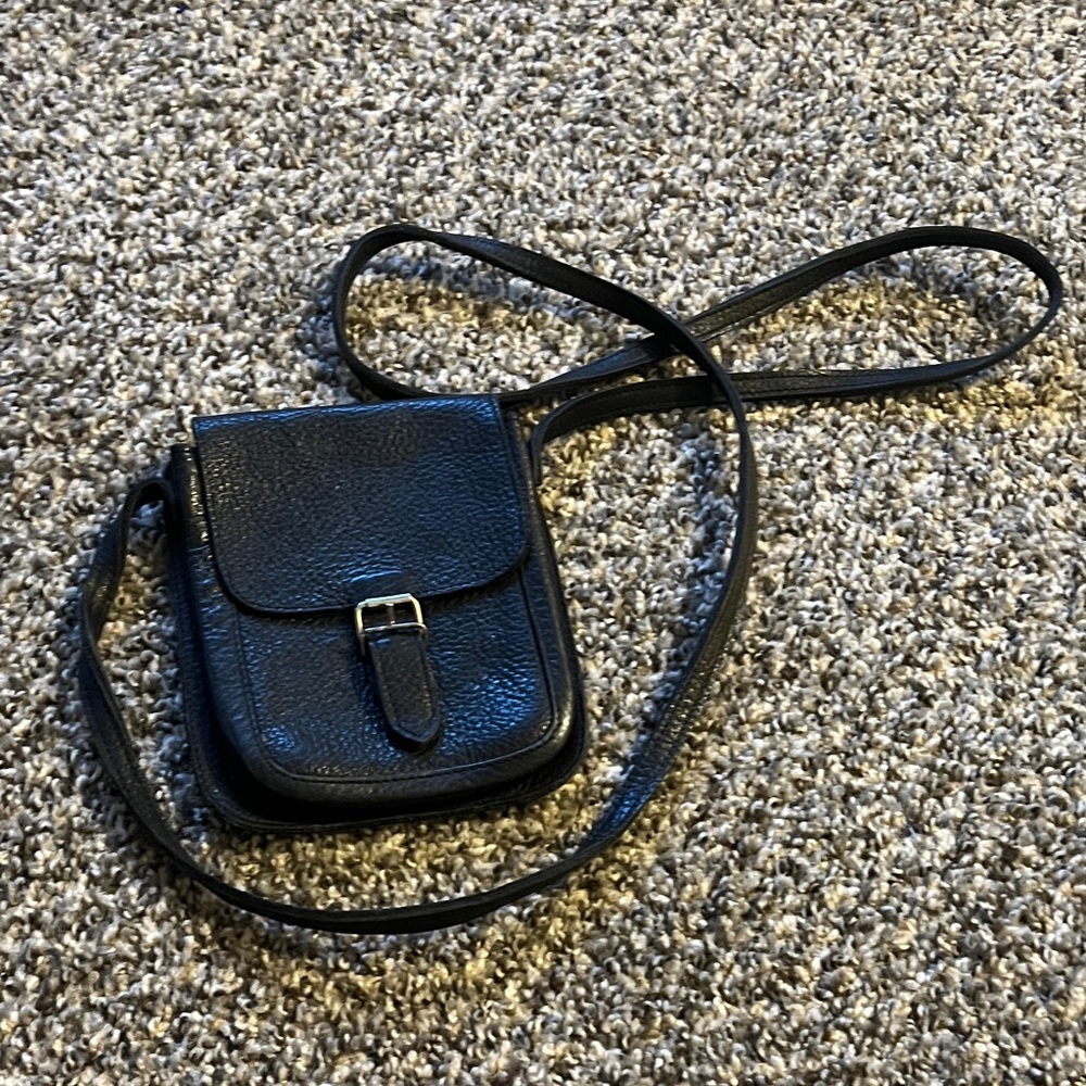 Classic Black genuine Leather Crossbody Bag no brand